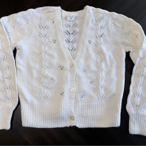 Abercrombie Kids White Cardigan with Knit Details